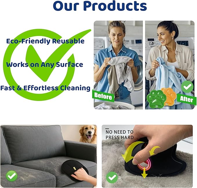 Shop & Like 3-in-1 Ultimate Pet Hair Removal Tool Kit - Reusable Lint Catcher & Scraper for Car Auto Detailing, Furniture & Couch - Includes Laundry Dryer Balls & Electrostatic Pet Hair Removal Glove