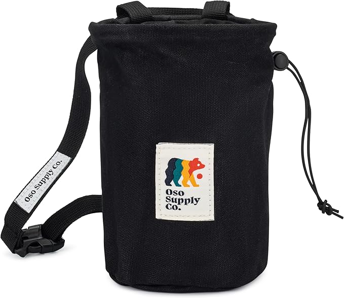 Oso Supply Co - Waxed Canvas Chalk Bag for Rock Climbing, Bouldering Chalk Bucket with Belt, Waterproof, Zippered Pocket -...