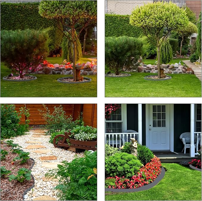 33FT Landscape Edging, 4in Tall Garden Edging Border with 50pcs Stakes Straight Top Edging for Yard Garden DIY Flower Beds Sidewalks Paver Edging, Grey