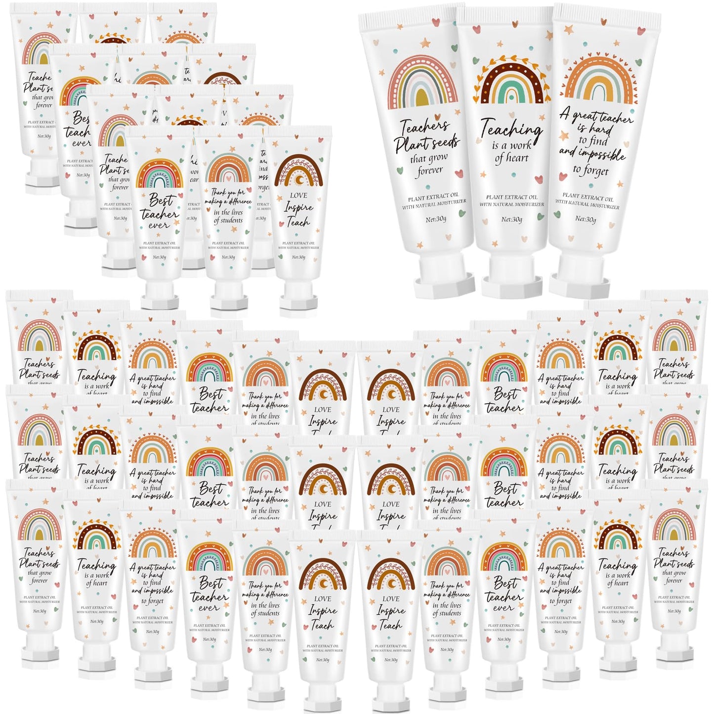 Dansib 48 Pcs Teacher Appreciation Hand Cream Gifts Boho Rainbow 2025 Back to School Thank You Teacher Gifts for Women Travel Si