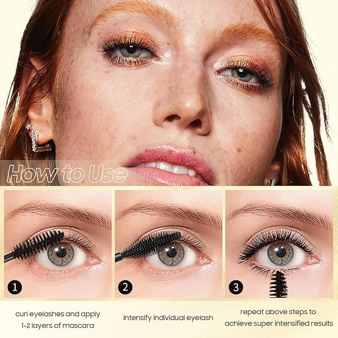 Volume and Length Liquid Mascara - Waterproof and Sweat Resistant Black Mascara Curling Eyelashes and Fast Dry, No Flaking and No Clumping, Cruelty Free, Create Dramatic Lashes (Black)