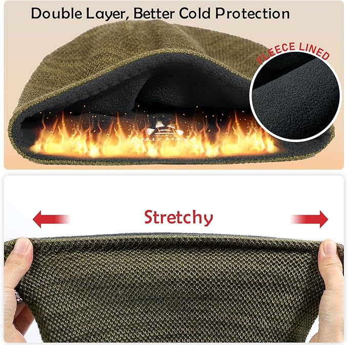 Lvaiz Mens Winter Beanie Hat Warm Fleece Lined Skull Cap for Men Reversible Women Windproof Watch Hat Knit Warm Unisex Beanie