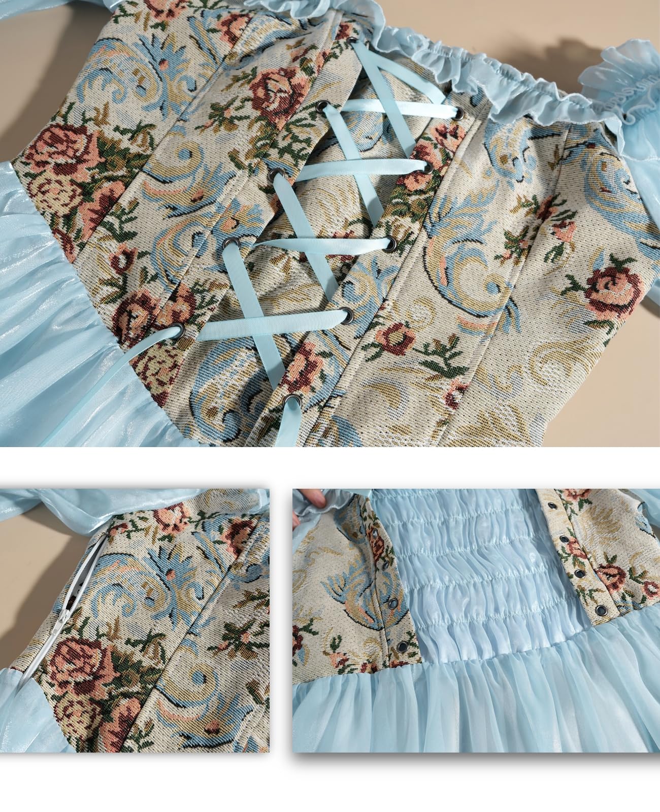 NSPSTT White Renaissance Dress Women Fairy Dress Victorian Medieval Costume, Fairy Blue, S