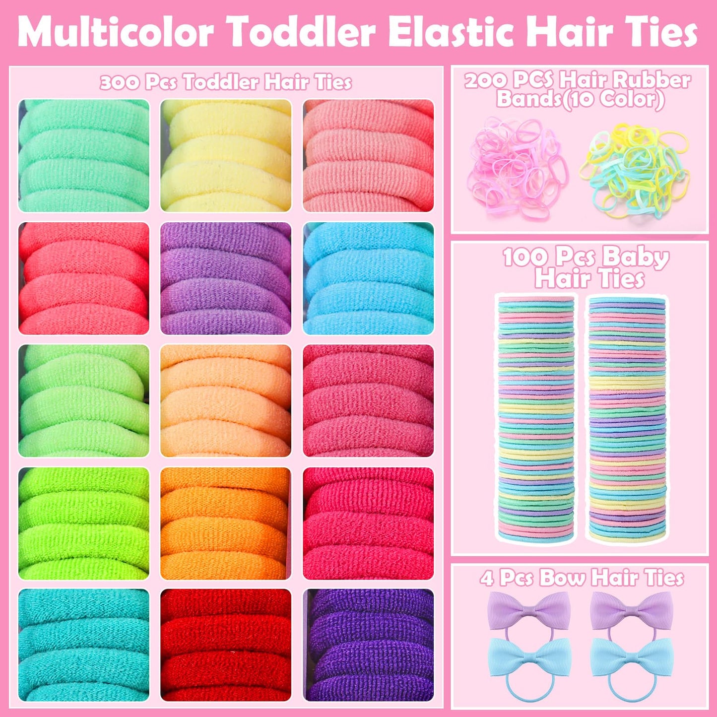 auroray Toddler Hair Accessories, Cotton Toddler Elastic Hair Ties Baby Hair Ties with Hair Clips Hair Tail Tools, Girls Hair Accessories for Girls Baby Toddlers Kids