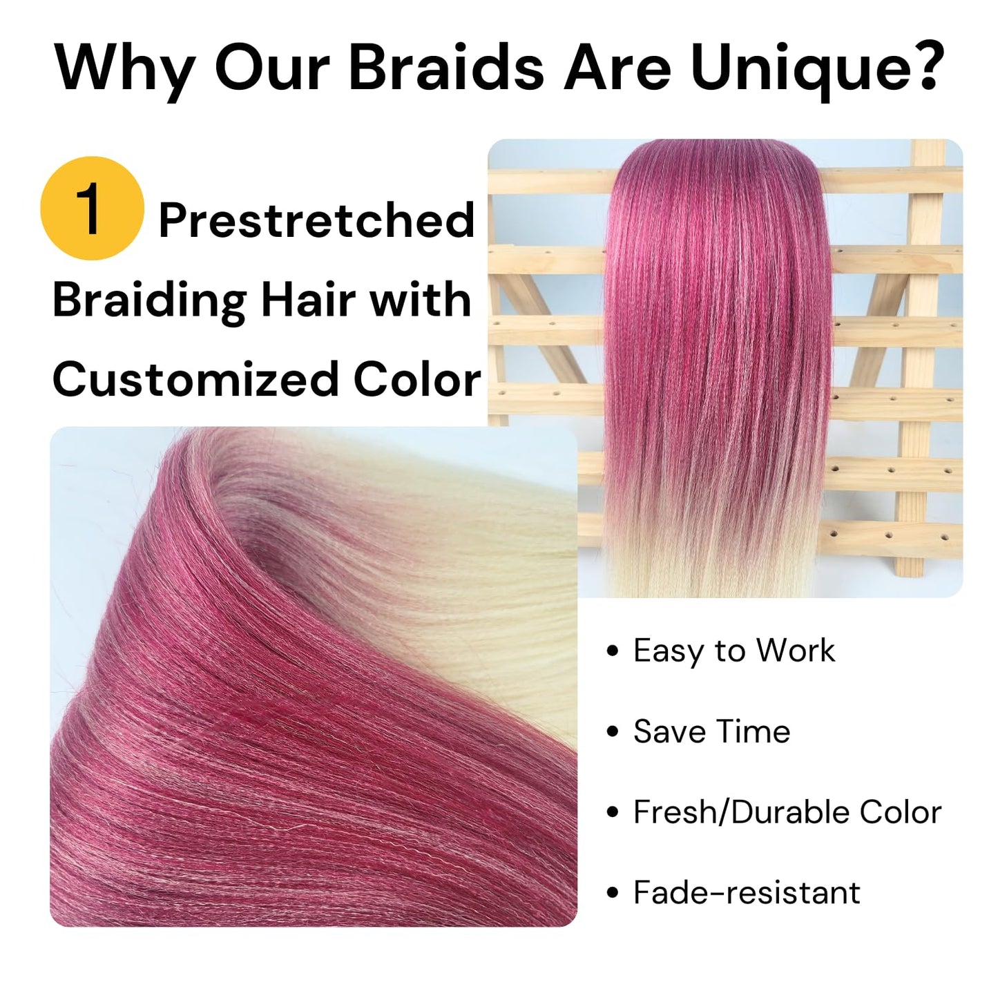 Ombre Blonde Braiding Hair ez braid pre stretched hypoallergenic braiding hair Extensions for Knotless Box Braids 3 Packs
