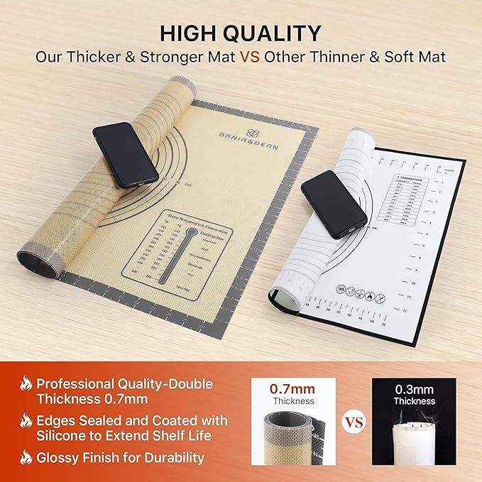 Baking Mat, 26" x 16" Large Silicone Non-slip Baking Pastry Mat with Measurement, Non Stick Silicone Mats for Kitchen Counter, Fondant Mat, Counter Mat, Dough Rolling Mat, Oven Liner, Pie Crust Mat