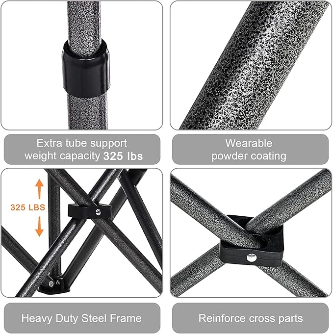 VOYSIGN Mesh Folding Camping Chairs for Adults, Oversized Portable Outdoor Chairs, Weight Capacity 325 lbs with Cup Holder, Storage Pocket, Carry Bag