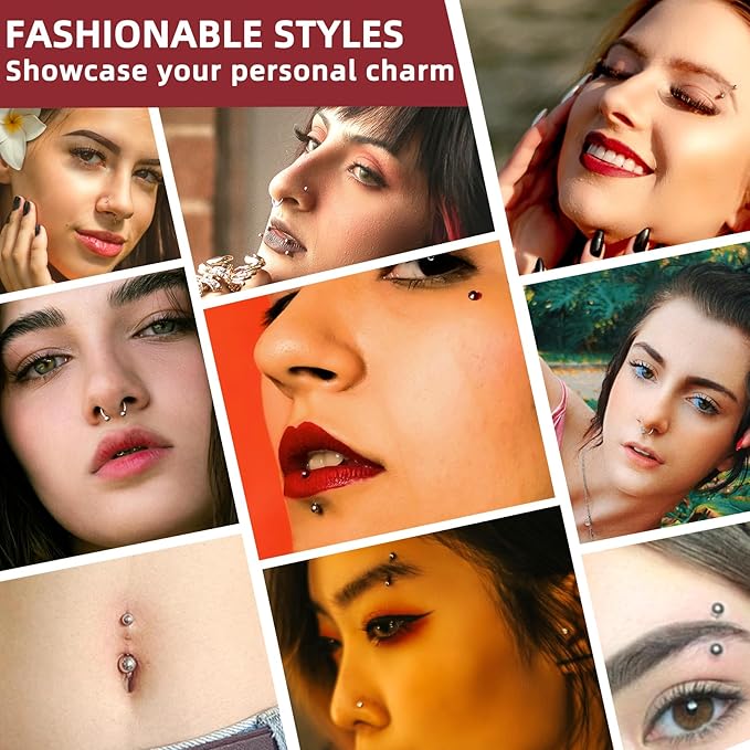 103PCS Piercing Kit for all Body Piercings Stainless Steel Piercing Jewelry with 12G 14G 16G 20G Piercing Needles and Tools for Nose Septum Belly Button Lip Ear Tongue Cartilage Eyebrow Tragus