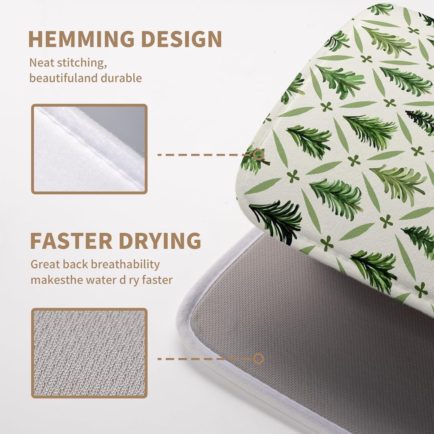 Christmas Dish Drying Mat for Kitchen Counter 16x18 Inch Sage Green Xmas Tree Drying Mats Winter Holiday Dish Drainer Pad Microfiber Absorbent Dish Draining Mat for Coffee Bar