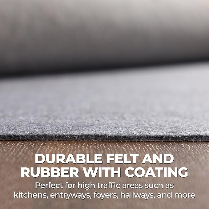 Superior Indoor Area Rug Pad, Non-Slip, Non-Skid, Floor Protector, Hardwood and Tile Floor Padding, Furniture Protector Pad, Carpet Gripper Mat, Felt and Rubber Rug Grip, Lima Collection, 2' 7" x 8'