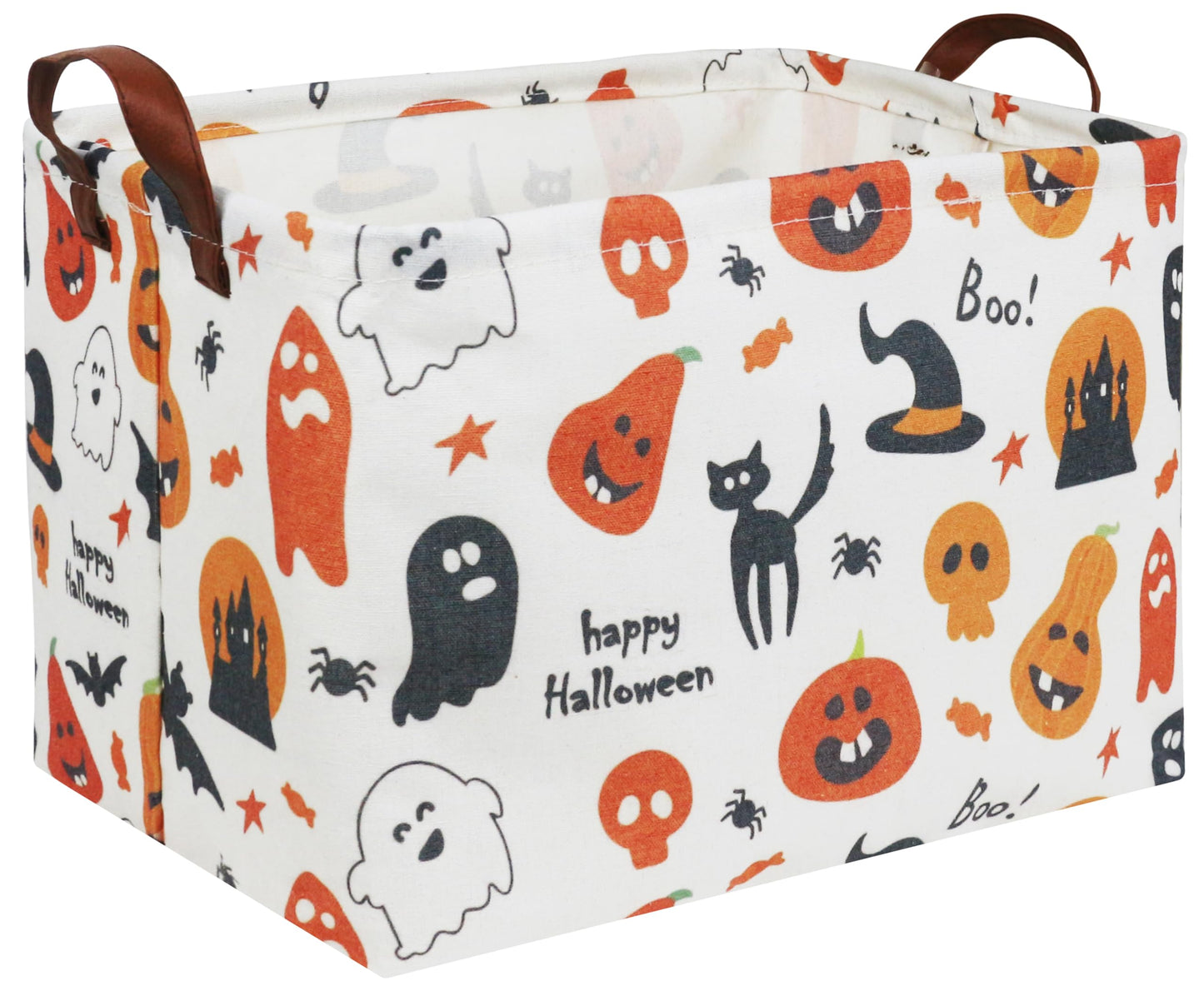 HIYAGON Trick or Treat Basket for Boys and Girls - Pumpkin Basket for Halloween Parties - Cute Storage Bin Organizer Box - Rectangular Room Decor
