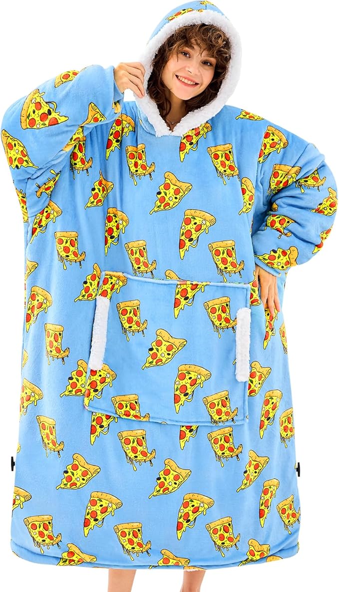 yescool Wearable Blanket Hoodie, Flannel Sherpa Fleece Blanket Sweatshirt for Adults Women Men,One Size Fits All