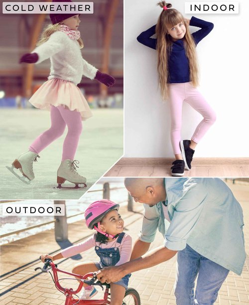 Girls Long Sleeve Performance Tops | All Season Natural Cotton Stretch Color Shirts | Multi Packs Colors
