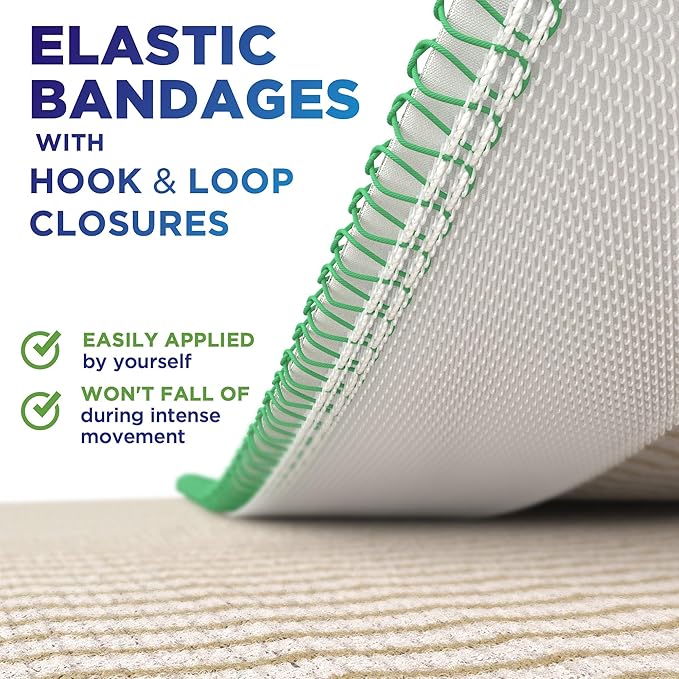 Premium Elastic Bandage Wrap - 6” (5pk) - Strong Compression - Self-Closing Reusable Bandages for Legs, Knee, Abdomen, Lymphedema - Body Wrap