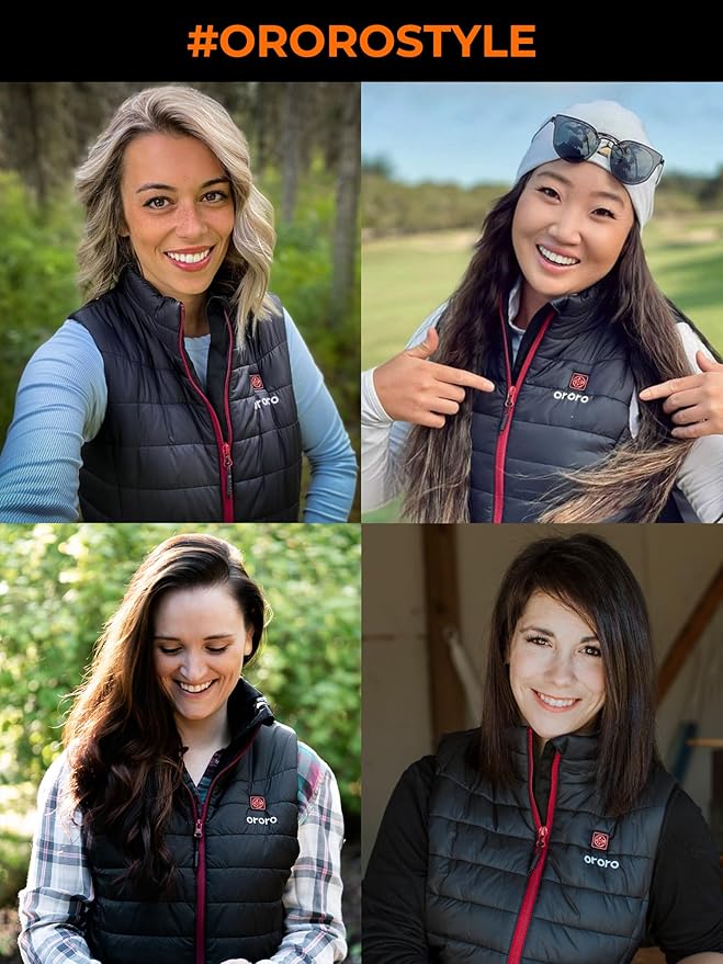 ORORO Women's Lightweight Heated Vest with USB-C Rechargeable Battery, Puffer Classic Heating Vest