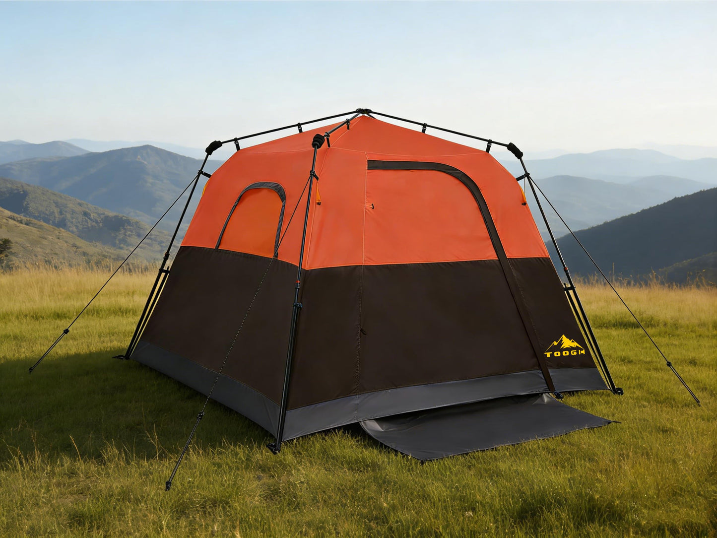 Toogh 3/4 Person Instant Tent for Family Camping, Outdoor Travel and Weekend Camping, Waterproof 8'x8'x67'' with Full Mesh Ceiling, 60 Second Pop Up Setup, Rainfly & Carry Bag Included