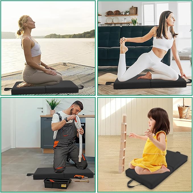 OFiSEXPT Garden Kneeling Pad, Memory Foam Knee Cushions for Gardening, Extra Thick Knee Pad, Water Resistant Prayer Pillow for Work, Yoga, Physical Therapy(Black)