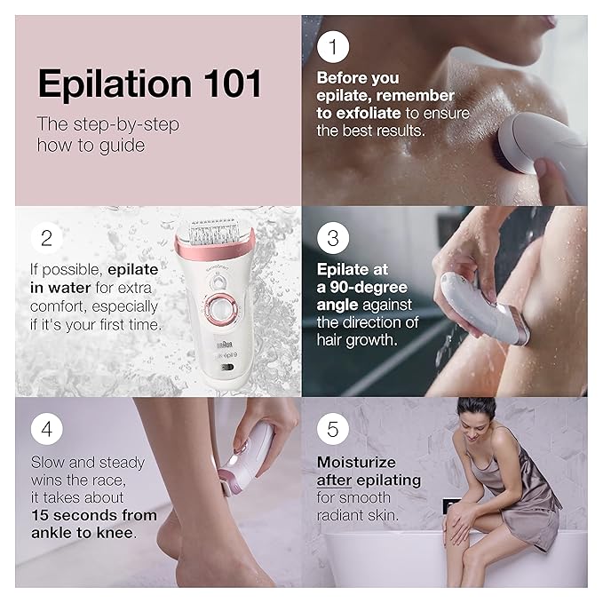 Braun Epilator Silk-épil 9 9-880, Facial Hair Removal for Women, Hair Removal Device, Wet & Dry, Facial Cleansing Brush, Women Shaver & Trimmer, Cordless, Rechargeable, Beauty Kit