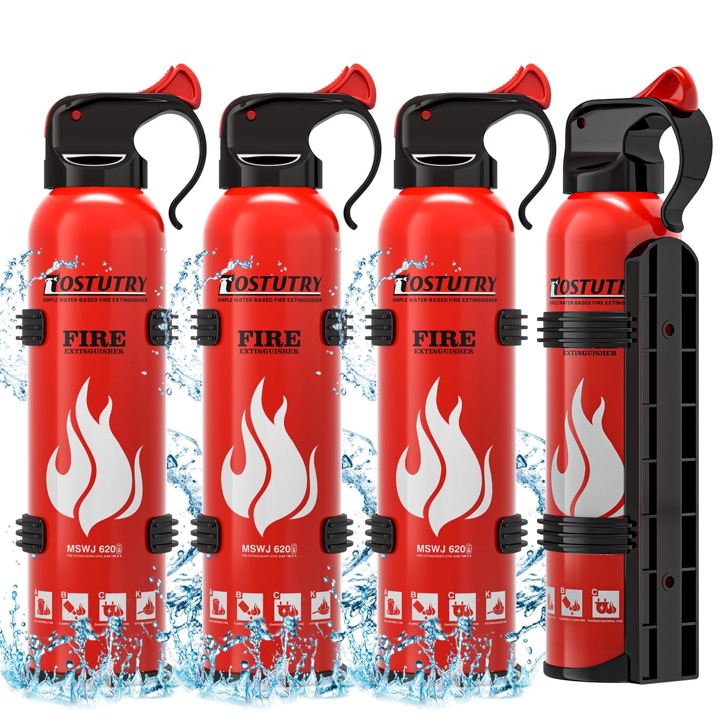 Upgraded 8-IN-1 Fire Extinguisher for Home Vehicle Car Kitchen Boat, Small Fire Extinguishers Spray with Mount for Class A B C K Fire, Portable Non-Toxic Prevent Re-Ignition Easy Clean (4 Pack)