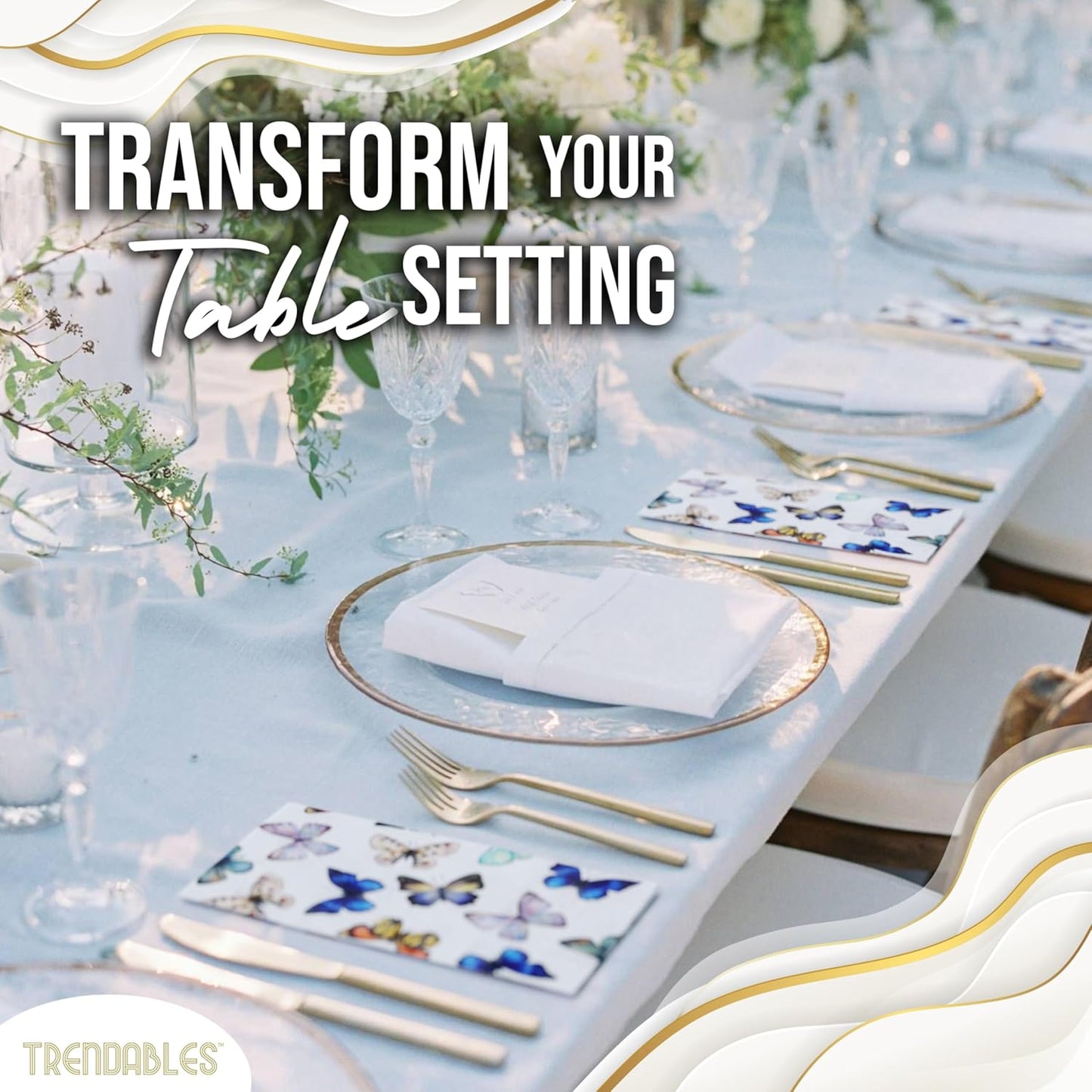 Trendables Butterfly Napkins for decoupage 100 Pcs 3 Ply Butterfly paper napkins decorative Guest Towels Disposable Bathroom, For Tea Party Decorations, Dinners & Weddings