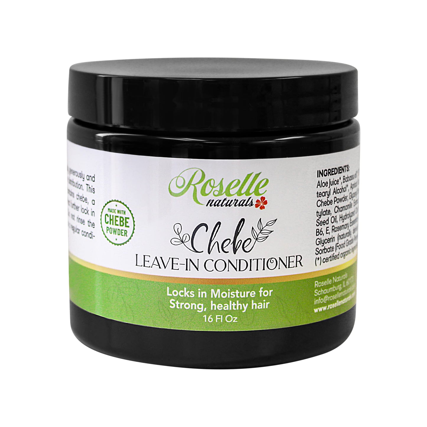 Roselle Naturals Chebe Leave In Conditioner Organic 16 Oz Chebe Powder for Hair Growth, African Chebe & Rosemary Oil, Chebe Hair