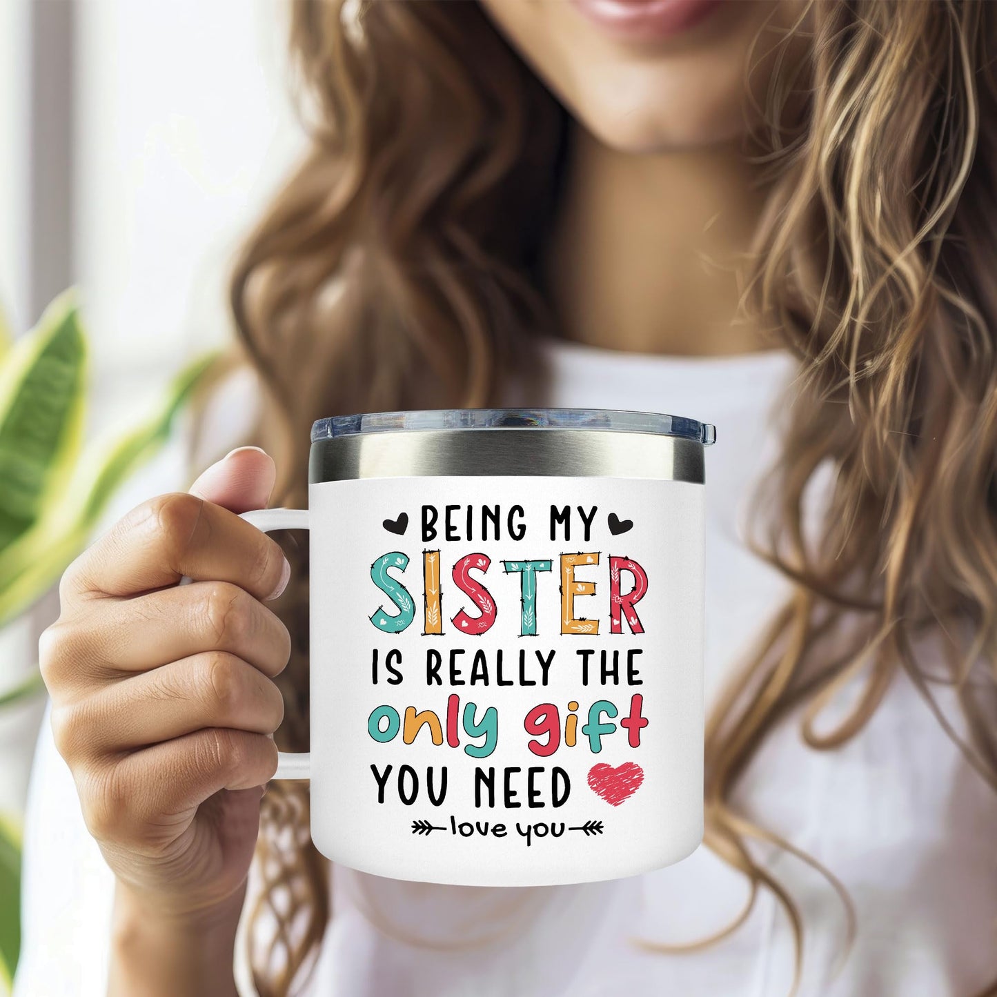 LIZAVY Gifts for Sister Birthday - Mothers Day Gifts for Sisters - Sister Birthday Gift Ideas, Cool birthday gifts for sisters - Best sister Mug, 14 OZ Stainless Steel sisters Coffee Mug