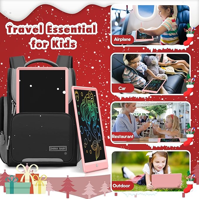 FLUESTON LCD Writing Tablet, Doodle Board Toys Gifts for 3-8 Year Old Girls Boys, 10 Inch Colorful Electronic Board Drawing Pad for Kids, Christmas Gifts for Toddler Educational Learning Travel, Pink