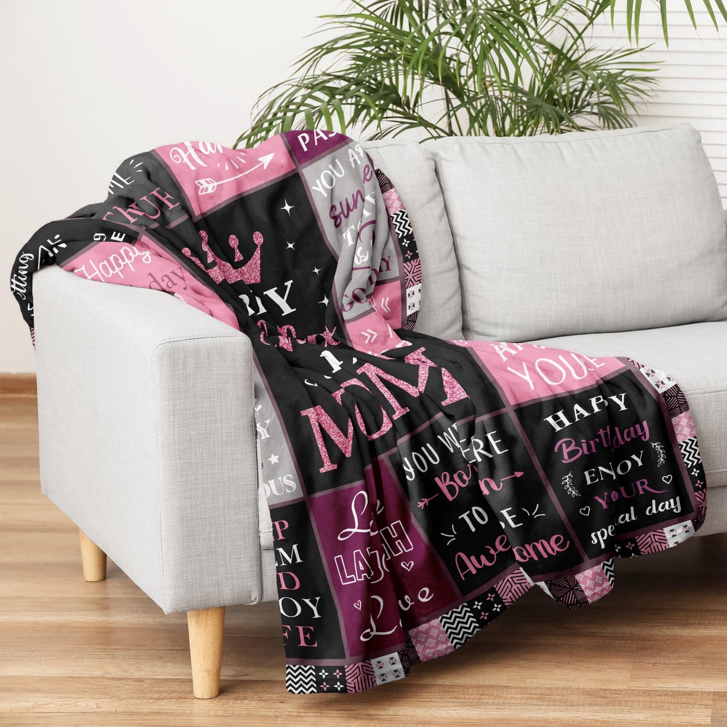Mosslink Mom Birthday Gifts from Daughter Son, Birthday Gifts for Mom/Mother, Gifts for Moms Birthday Unique, Happy Birthday Mom Gift Ideas Blanket 60"x50"