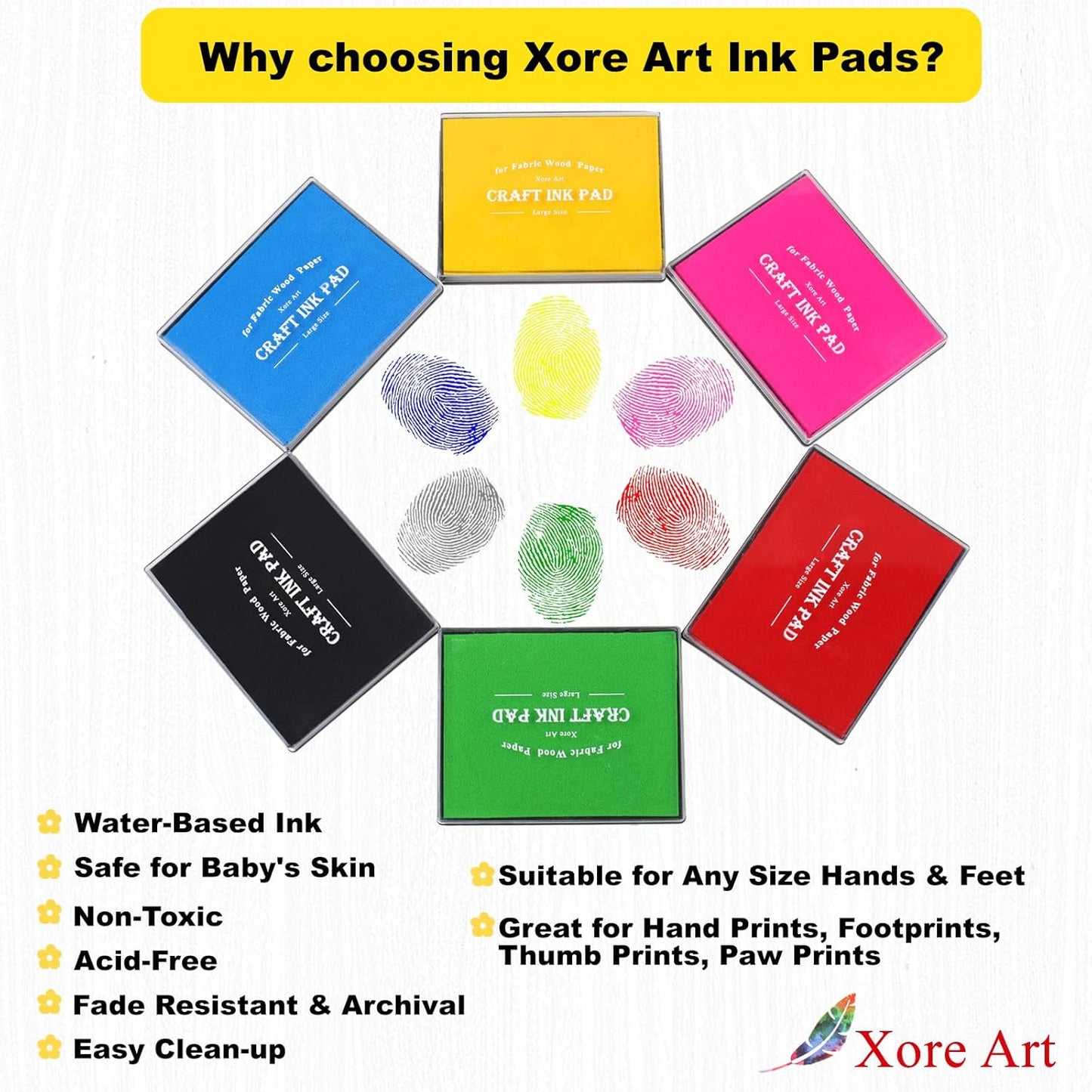 5"x4'' Large Ink Pad Washable Stamp Ink Pad for Baby Footprint Handprint with 30ml Premium Refill Ink (Light Green)