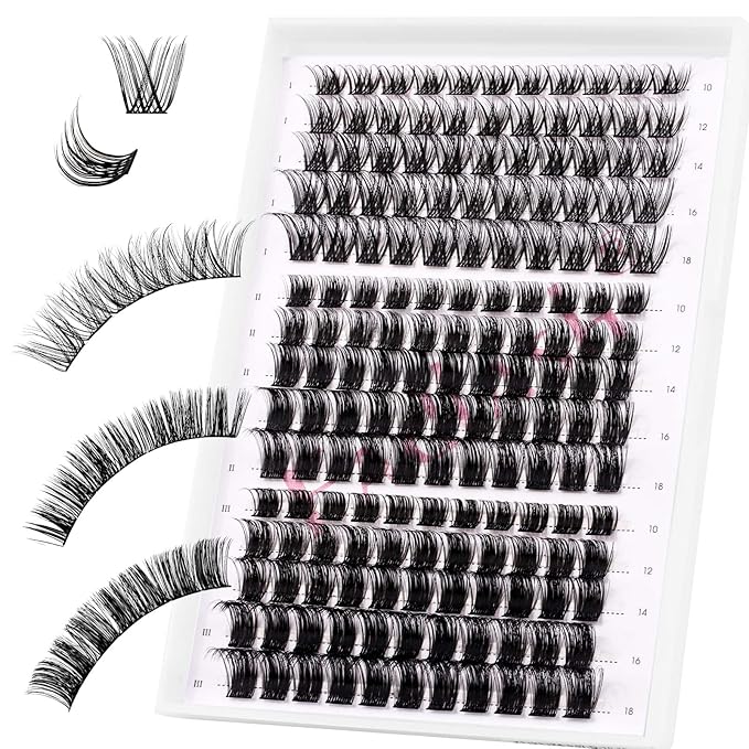Cluster Lashes FADLASH 165pcs Lash Clusters Extensions Mix Tray 3 Styles DIY Eyelash Extension Individual D Curl Super Thin Band Soft (K1+K3+K4-0.07-D, 10-18mm)