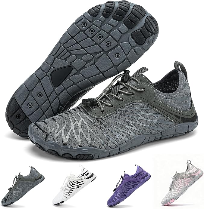 FUNWINK Hike Barefoot Shoes for Womens Men Wide Toe Water Shoes Flexible Lightweight Daily Wear Walking Shoes Unisex,Desig...
