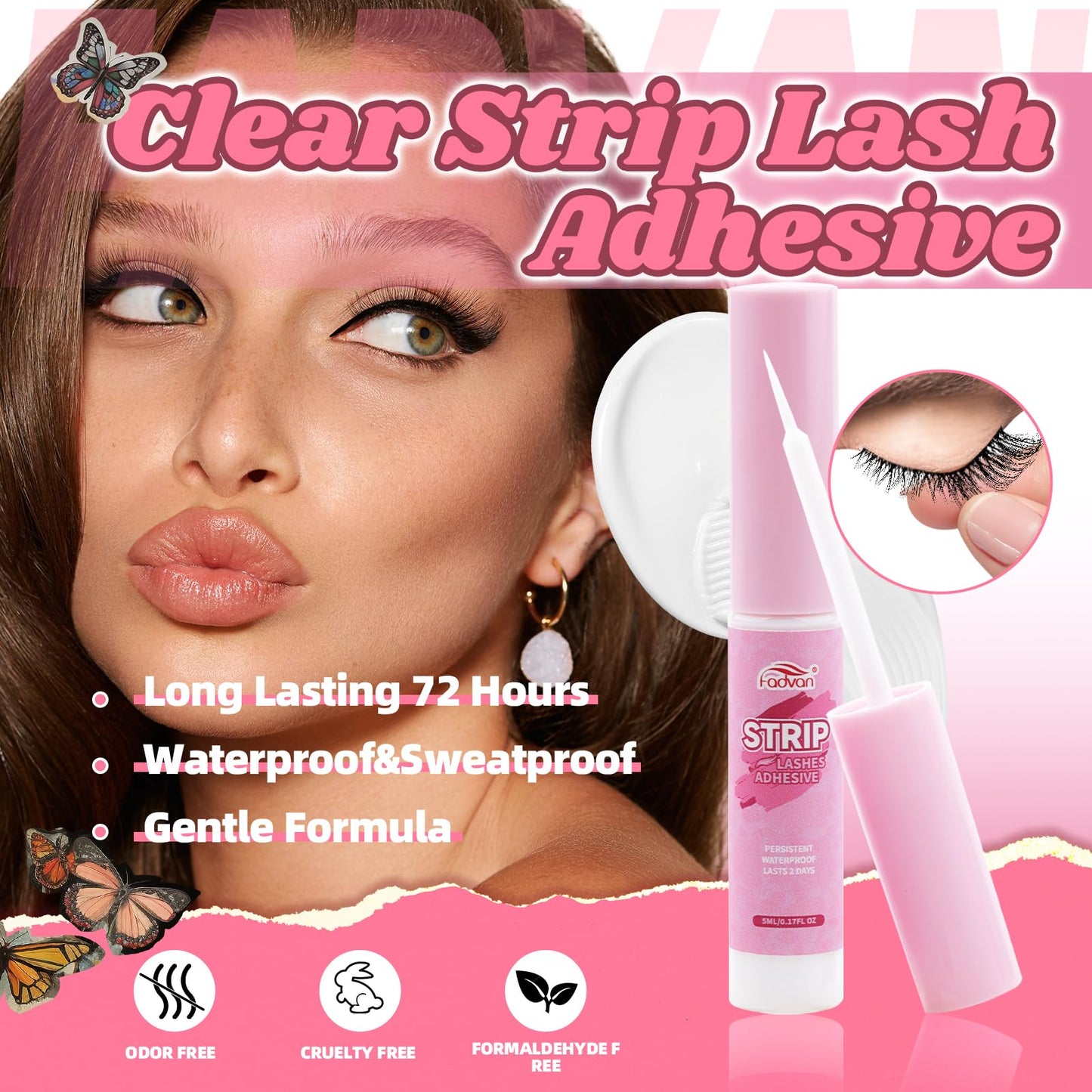 Natural Cat Eye Lashes Wispy False Eyelashes Thin Cotton Band Soft Mink Lashes Natural Eye Lashes Kit with Clear Glue Pack 10 Pa