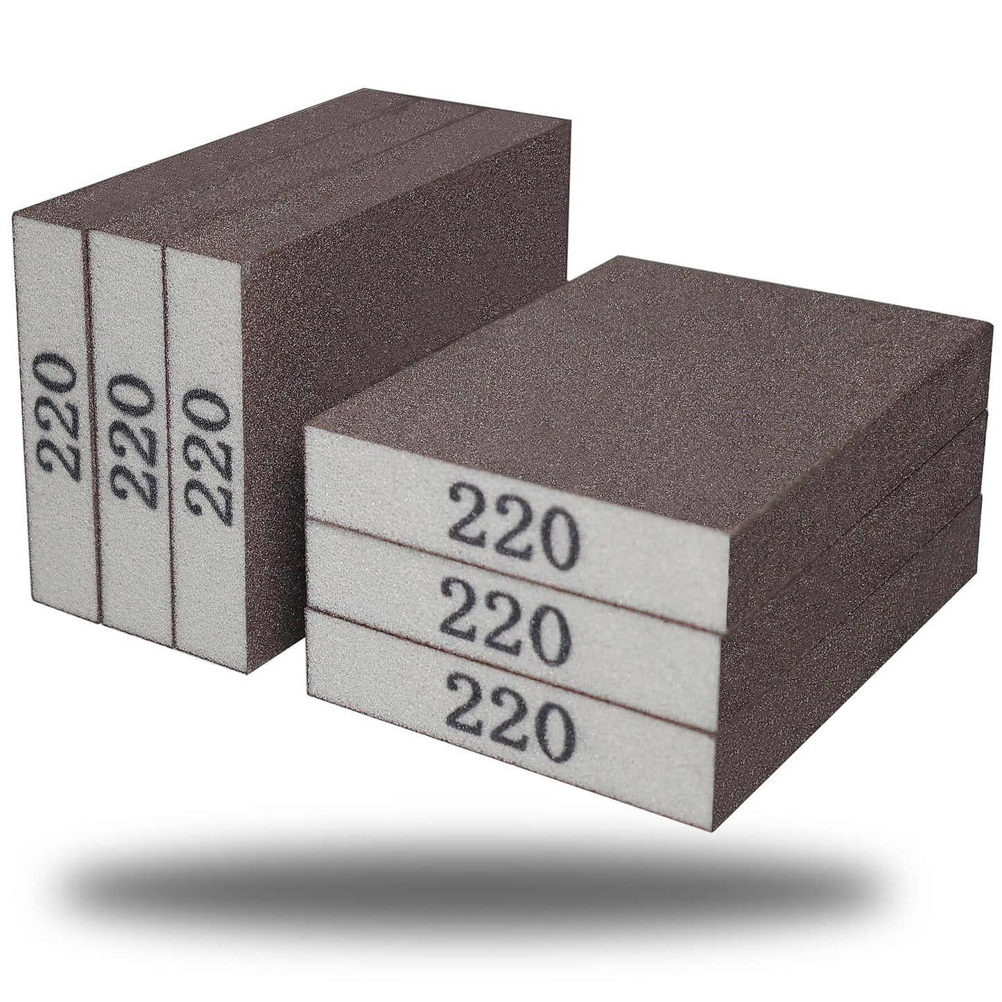 Tonmp 6 Pack 220 Grit Superfine Sanding Sponge, Washable and Reusable Great for Pot Pan Brush Sponge Brush Glasses Wood Metal Sanding (220 Grit-6 Pack)