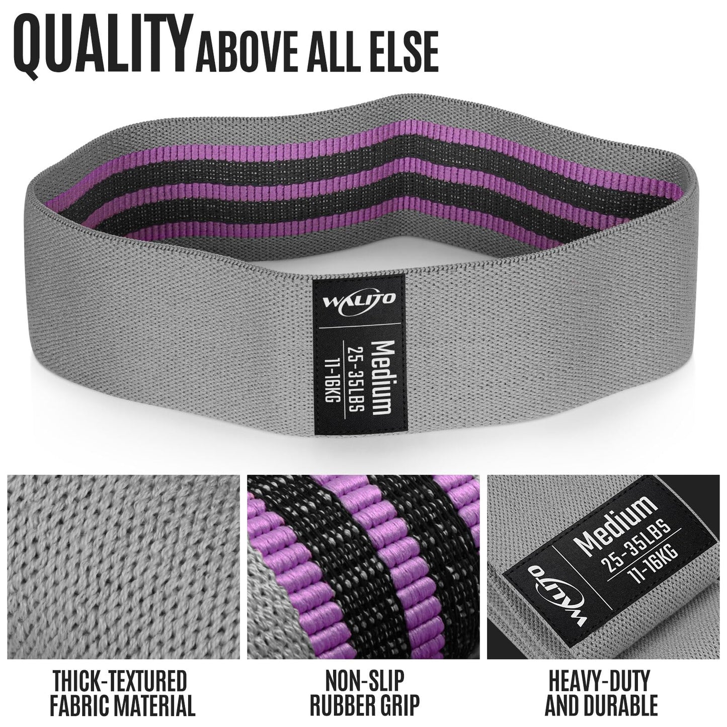 WALITO Resistance Bands for Working Out, Fabric Exercise Bands for Legs and Butt, Workout Bands for Women and Men, Booty Band for Yoga Starter Set, Pilates, Rehab, Fitness and Home Workout