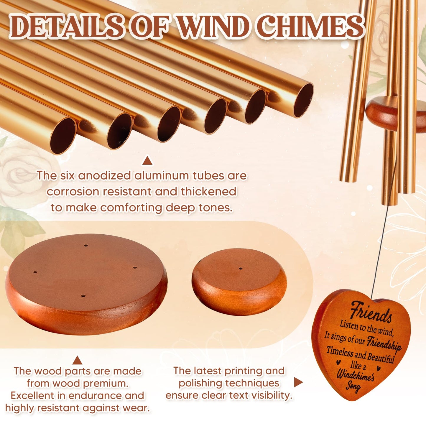 Best Friend Birthday Gifts for Women, Ideas Friendship Gifts for Women, Unique Wind Chimes for BFF, Soul Sister, Unique Outdoor Garden Decor for Female
