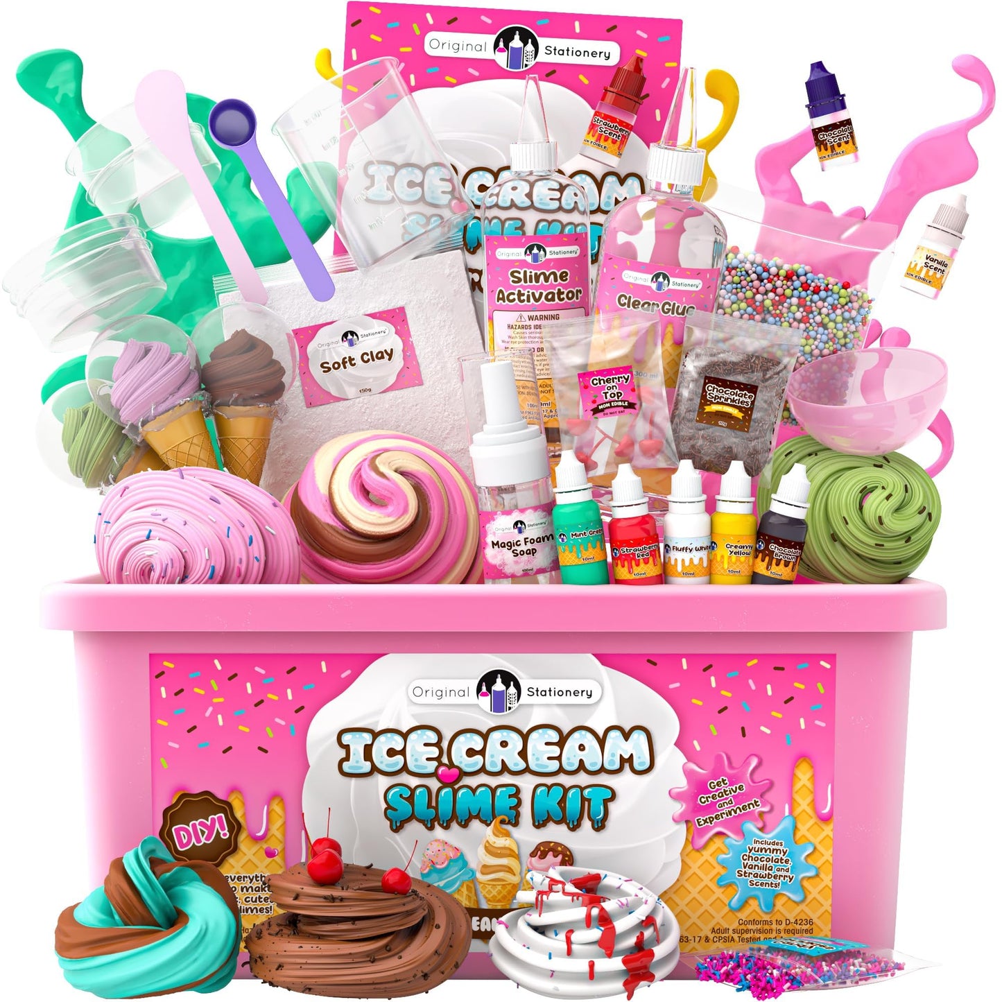 Original Stationery DIY Ice Cream Slime Kit for Girls with Butter Cloud & Foam - Creative Slime Making Toy & Birthday Present for Girls 8-10