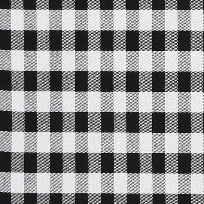 AAAAAcessories D-Shaped Chair Cushions, 2" Thick Dining Chair Pads with Ties and Removable, Machine-Washable Cover, 17" x 16", Set of 2, Checkered Black/White