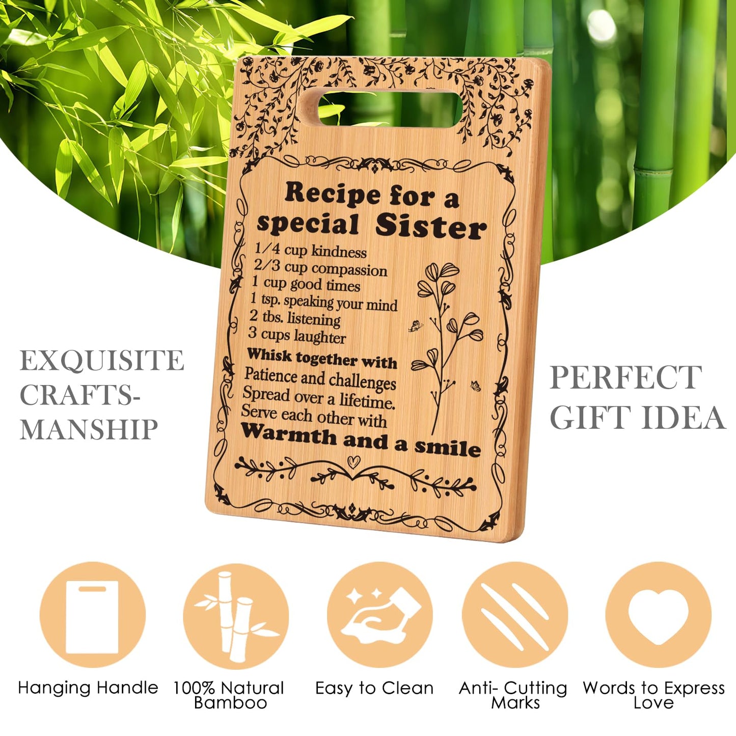 Sister Birthday Gifts Sister Gifts from Sister Christmas Gifts for Sister Best Friendship Gifts for Bestie BFF Best Friend Soul Sister To My Sister Cutting Boards for the Kitchen