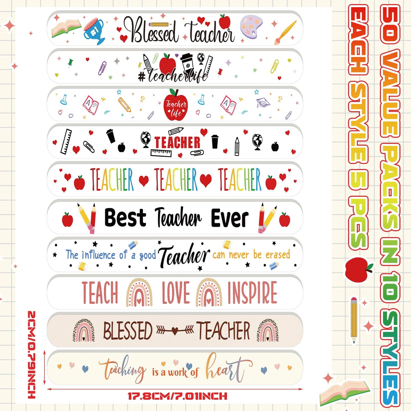 Lanties 50 Pack Teacher Appreciation Gifts Bulk Teacher Week Nail Files Emery Boards Small Thank You Employee Appreciation Gifts