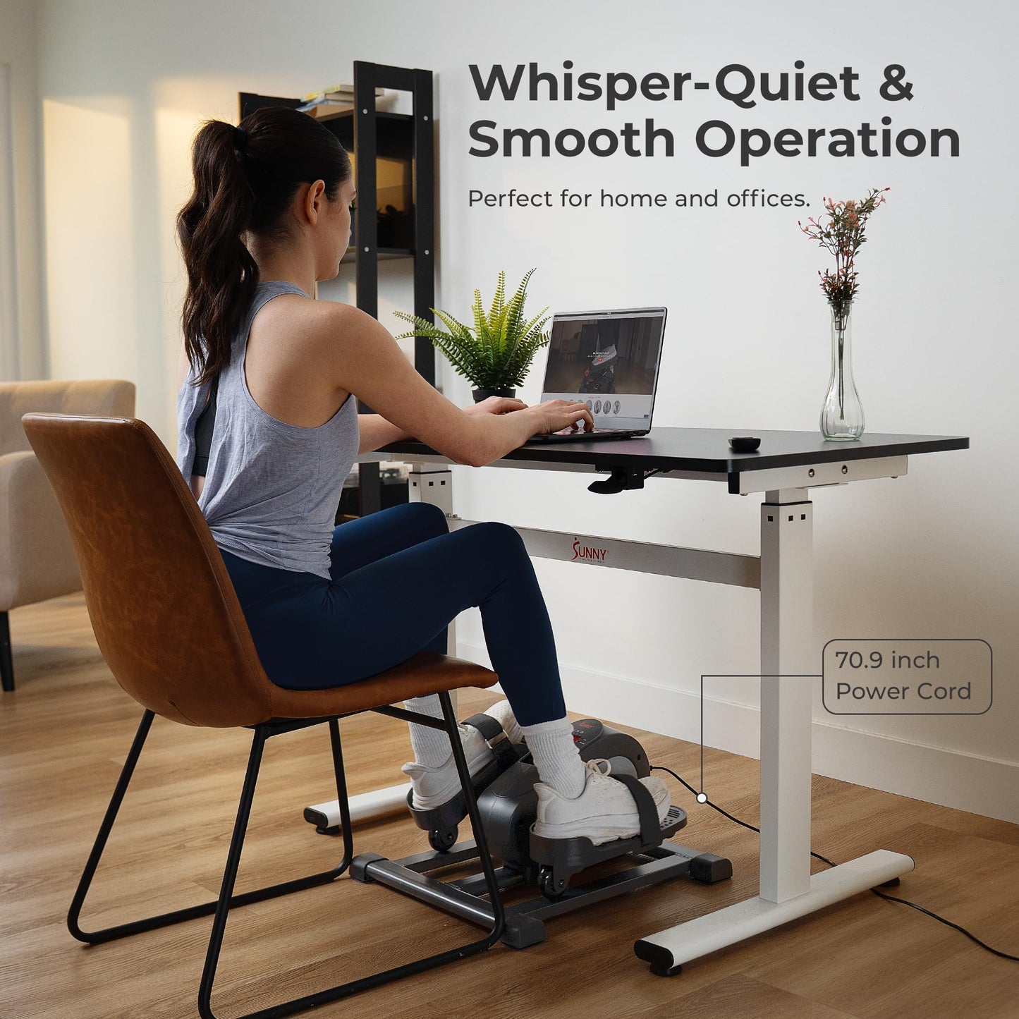 Sunny Health & Fitness Smart Motorized Mini Elliptical Trainer w/Remote Control, Indoor Under-Desk Pedal Exerciser for Seniors’ Mobility & Cardio Workout, Free SunnyFit App Connection – SF-E324028