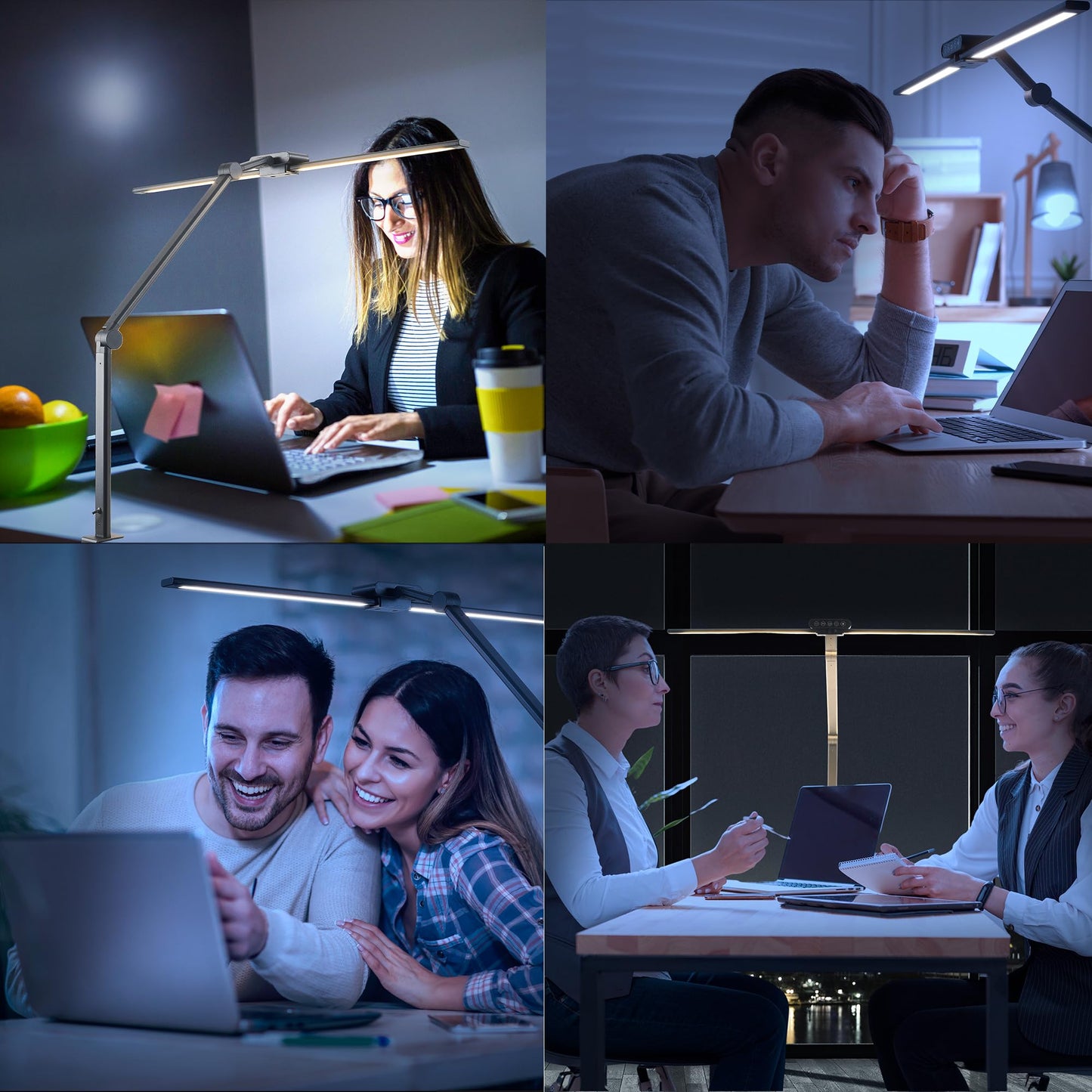 LED Desk Lamps with Clamp, Adjustable & Dimmable Desk Lamps for Home Office, Tall Desk Lamp for Workspaces, Bright LED Desk Light for Study, Workbench Light for Computers (180 Degree Rotation)