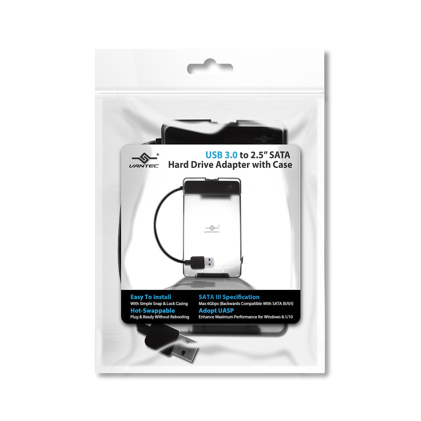 Vantec Usb 3.0 To 2.5 Sata Hdd Adapter With Case (Cb-Stu3-2Pb)