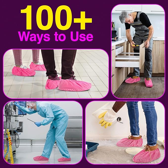 Premium Disposable Boot & Shoe Covers Booties | 50 Pack | Durable, Non-Slip, Non-Toxic, Water Resistant, Recyclable Protectors for Indoor & Outdoor | Large Size Fits Most Shoes