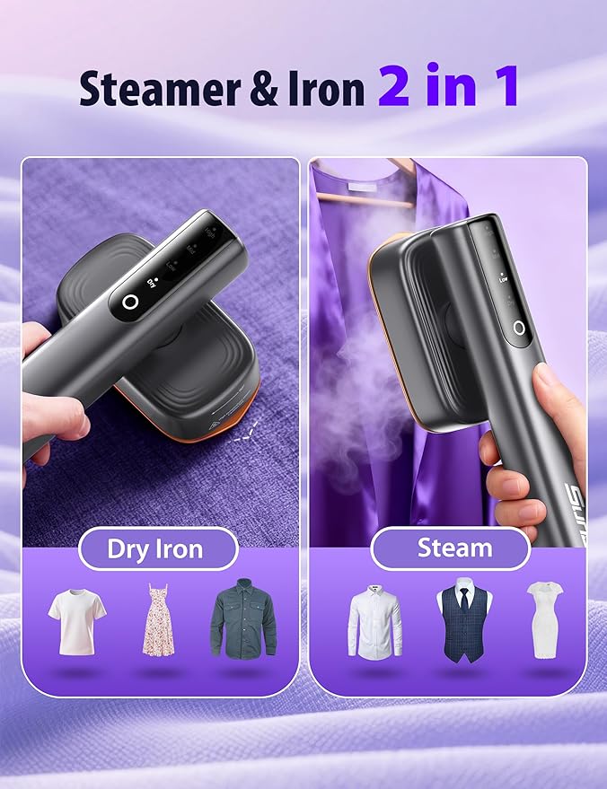 Sundu Steamer for Clothes,15s Fast Heat-up Handheld Garment Steamer,35mins Runtime & 180ml Large Tank,25g/min Steam,Ceramic Panel,Stands on Desk,Wrinkle Remover for Travel, Home, Office(Dark Gray)