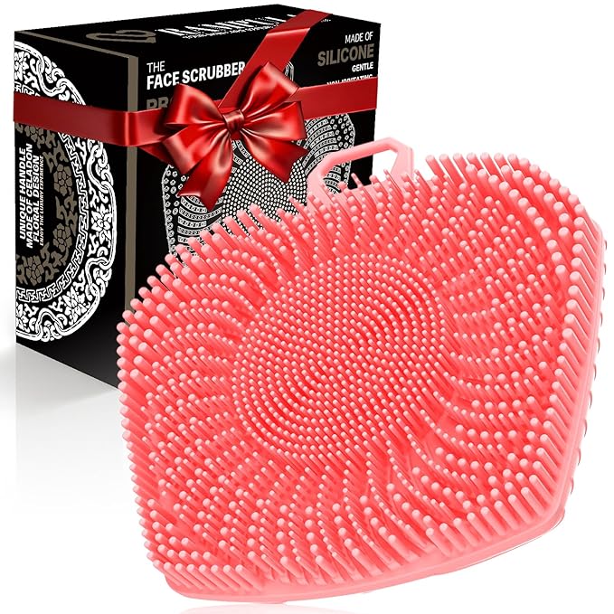 Face Scrubber, Silicone Exfoliating Brush for Men Women, Facial Cleansing Brush, Manual Waterproof Cleansing Skin Care, Blackhead Removing Pore Cleansing Massaging Face Brushes - Pink