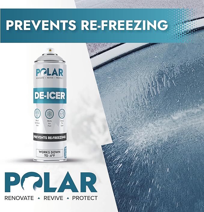 Polar De-Icer Spray for Car Windshield - 2 x 17 Fl Oz | Fast-Acting & Stops Re-Freezing | Instantly Melts Ice and Frost at −4°F | Spray Deicer for Car Windscreens, Mirrors, Headlights, Locks & Gates