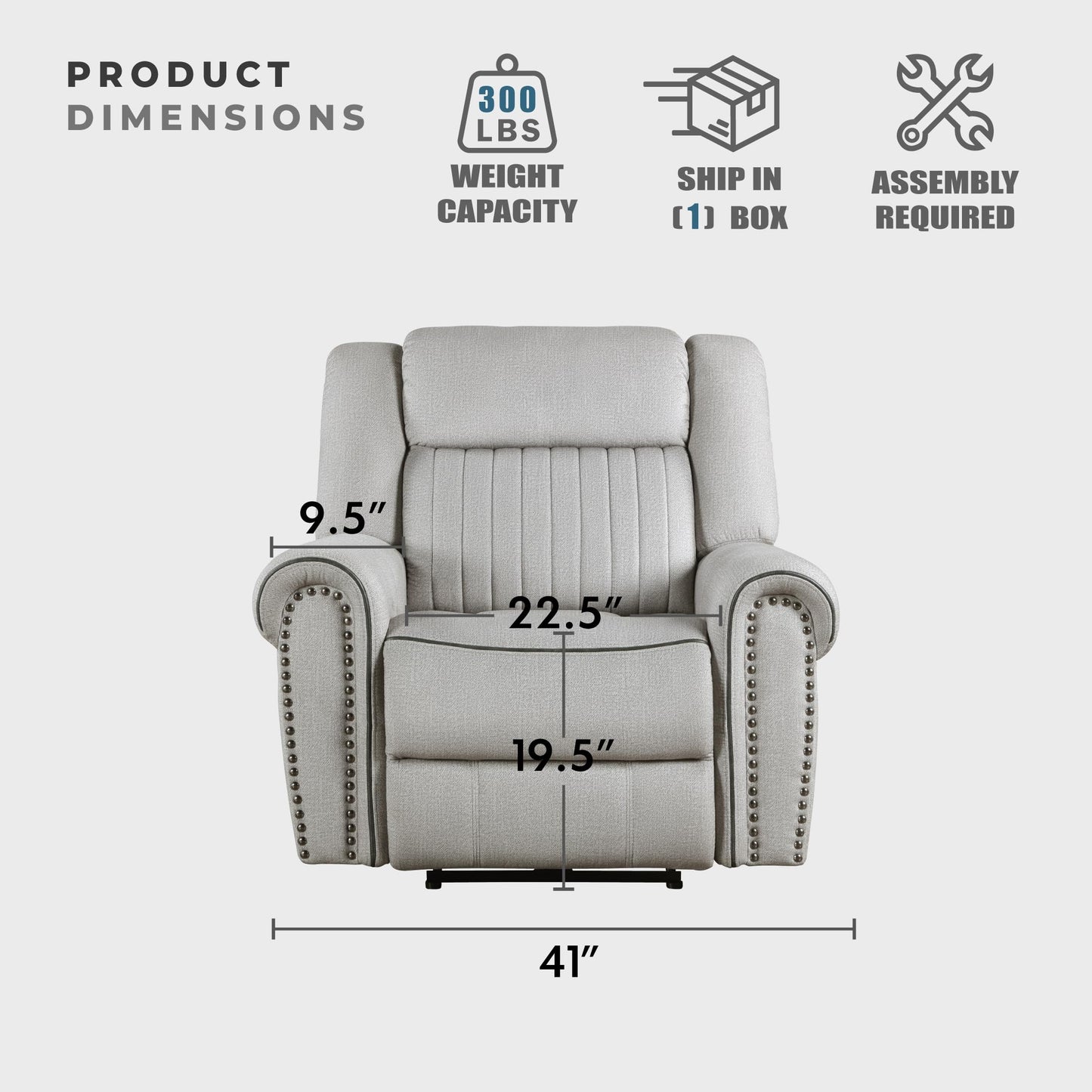Lexicon Recliner Chair Living Room Reclining Sofa Chair, Modern Home Theater Seating Comfortable Rolled Arm Microfiber Recliner, Power Recliner Sofa Chair for Living Room/Office/Apartment, Mist
