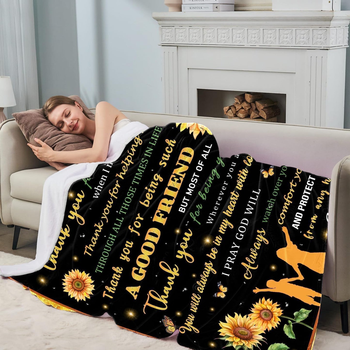 Sister Gifts from Sister, Birthday Gift for Sisters from Brother, to My Sisters Blanket for Christmas - Super Soft Flannel Sunflower Throw Blanket 60" x 50"