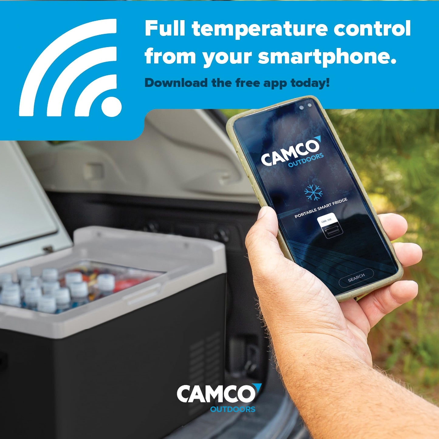 Camco CAM-200 AC 110V DC 12V 20 Liter Portable Compact Refrigerator w/Single Zone Cooling/Freezing and Vehicle Outlet Cables for Camping & Road Trips