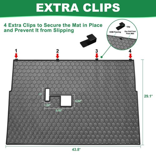 Club Car DS Floor Mat, Upgraded Non-Slip Full Coverage Golf Cart Floor Mat Replacement Think Rubber Fits Club Car DS 1982-2013 / Villager 1982-2018 (Black Trim)